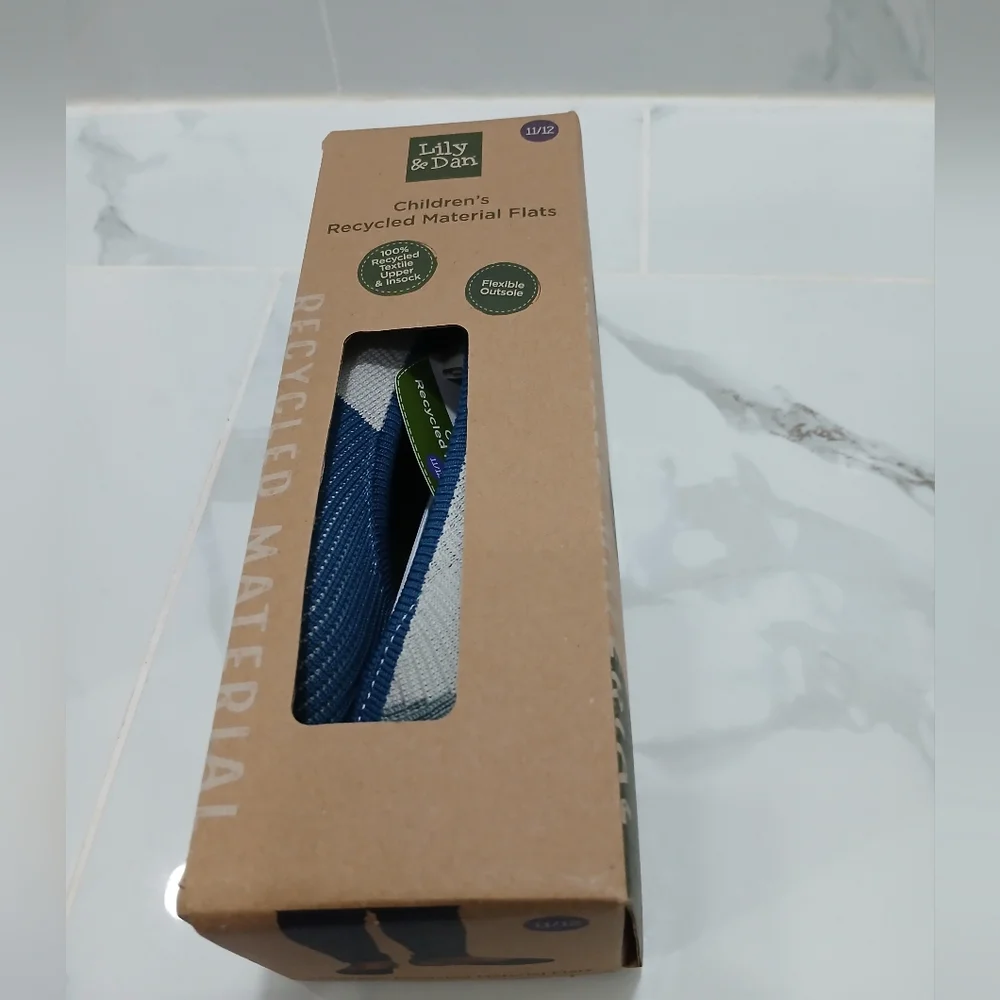 Ballet Flats Lily & Dan Blue Girls Size 11-12 Recycled Material NEW IN BOX